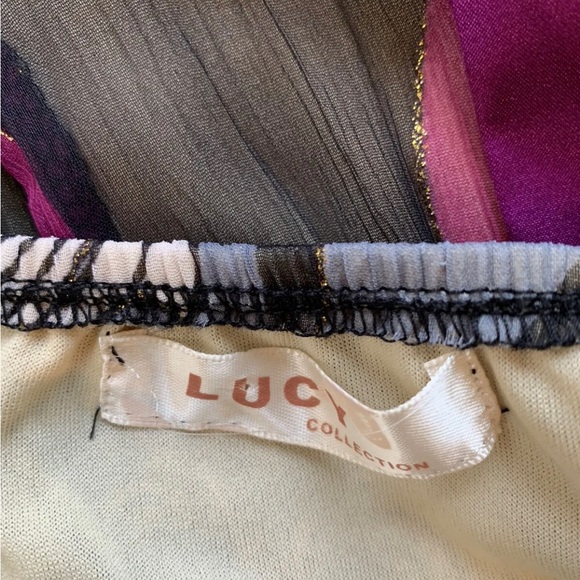 Lucy Collection Floral Midi Dress Purple Straps Black Mix Floaty V-Neck UK12 - Picture 9 of 14